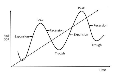 The <strong>business cycle</strong> illustrates the long-run fluctuations of _____. . Business cycles are quizlet